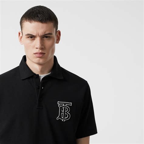 Burberry Monogram Motif Piqué Polo Black 